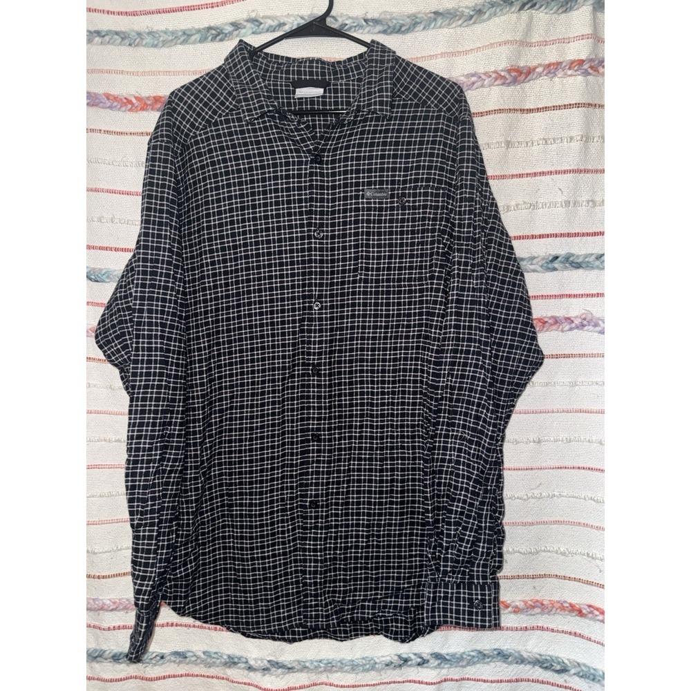 Columbia Black Plaid XLT Long Sleeve Button Up Shirt